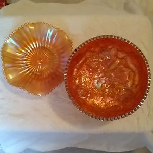 *SOLD*Orange depression glass bowl and candy dish.